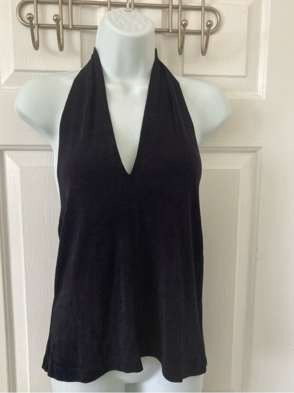 Black Halter V-Neck Women's Top